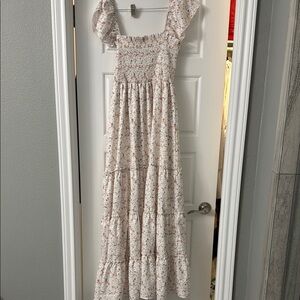 Indie Blue Floral Smocked Maxi Dress